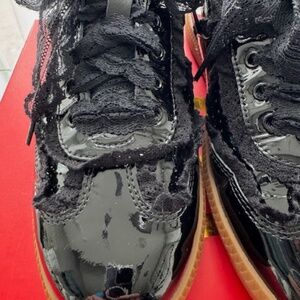 Wishbone Black Patent Leather Lace Sneakers - 7.5